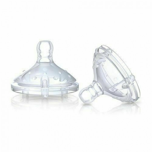 Nuby Natural Touch Bottle Medium Flow Nipples With Storage, 2 Packs