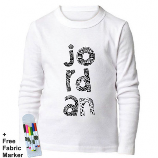 بلوزة ذات أكمام طويلة للتلوين  بتصميم كلمة جوردان للأطفال من ملبس