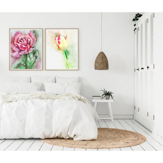 ExtraOrdinary Decorative Wood Framed Wall Art Prints, Watercolor Flower, A3