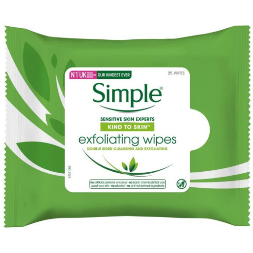 Simple Kind to Skin Exfoliating Facial Wipes 25 Pieces
