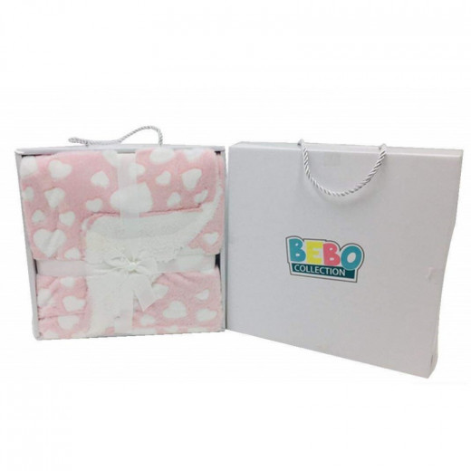 Nova Baby Blanket - Single - Hearts - 80 x 110 cm - Pink