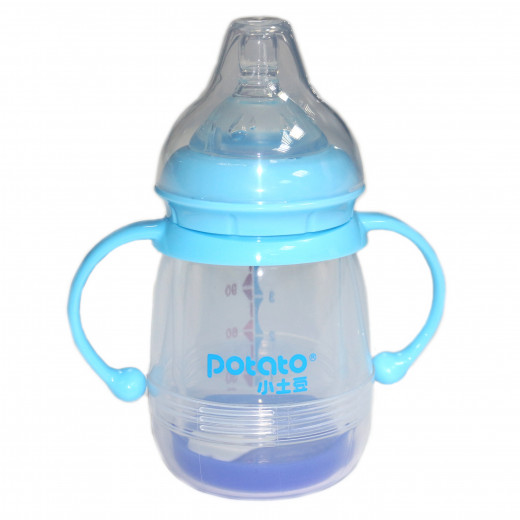 Potato Glass  Bottle with Handle Wide Neck - 0-3m - Blue 120ml