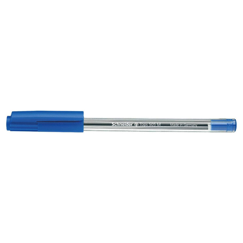 Schneider Tops 505 Ballpoint Pen with Clip Cap and Stainless-Steel F Tip Blue Pack of 50 