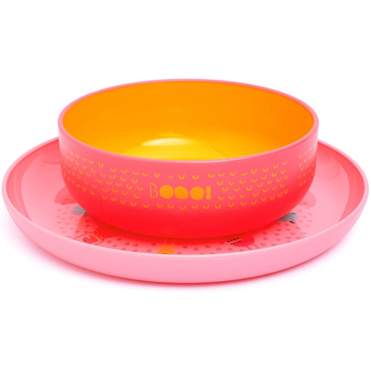 Suavinex Feeding Set Plate + Bowl Booo Pink
