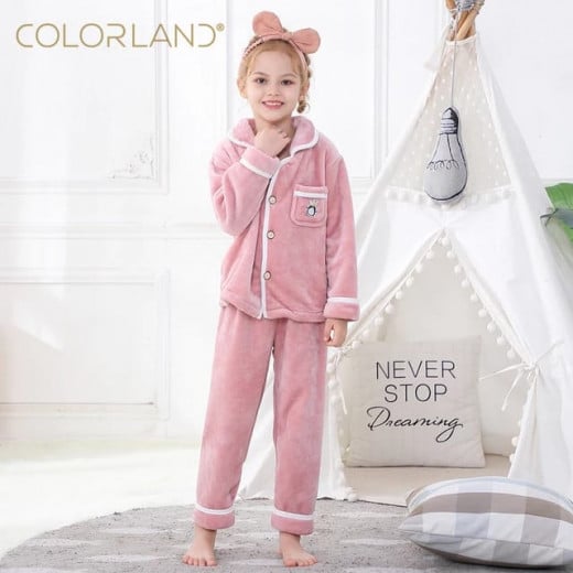 Colorland Pijama Top + Bottom For Kids - 7-8 Years - Pink