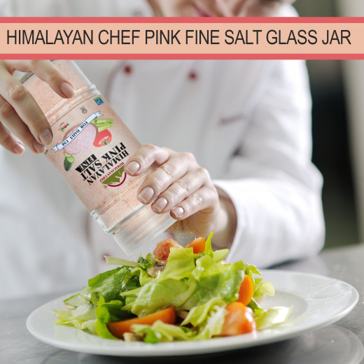 Himalayan Chef Pink Fine Salt Glass Shaker and Jar 500g