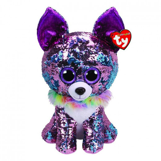Ty Flippables Large Sequins Yappy The Chihuahua Soft Toy, 40 cm, Multi-Coloured