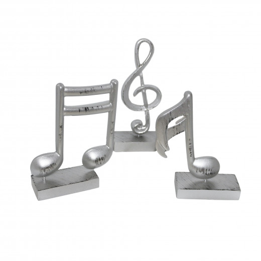 Music Notes Decoration Pieces, 3-Pack, Silver