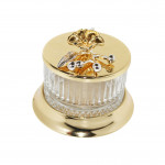 Glass Sugar Container with Gold Cover