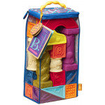 B. toys – Elemenosqueeze Baby Blocks – 26 Stacking Blocks with Shapes Numbers, Animals & Textures
