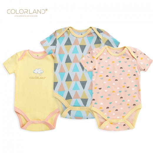 Colorland - (6) Baby Bodysuit 3 Pieces In One Pack,3-6 Months, Clouds
