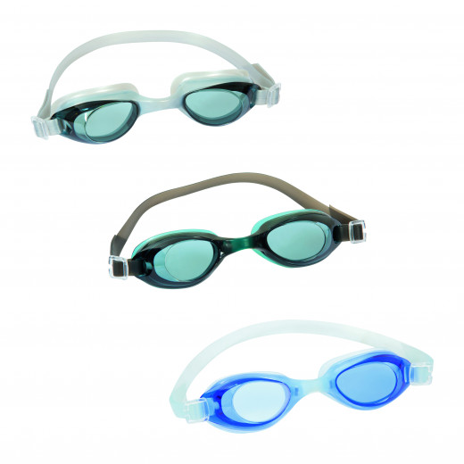 نظارات سباحة أكتيف ويف ، سيليكون مع حماية من الأشعة فوق البنفسجية ، عبوة واحدة ، 3 ألوان متنوعة من بيست واي