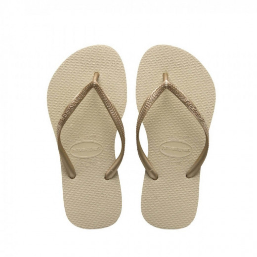 Havaianas Women Slim Flip Flops - Grey/light Golden, Size 37/38