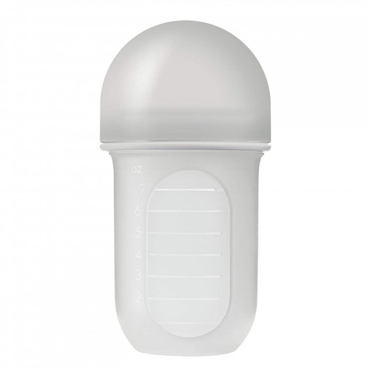 Boon Nursh Reusable Silicone Pouch Bottle, Air-free Feeding, 8 Ounce, Gray Color