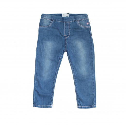 جينز بتصميم بسيط مع خصر مطاطي، لعمر 18-24 شهر