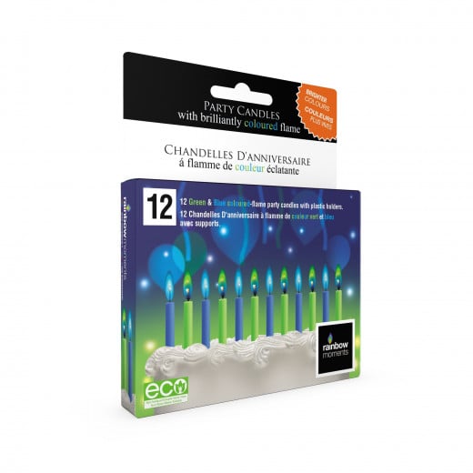 Rainbow Moment Flame Party Candles For Boys 12 Pack