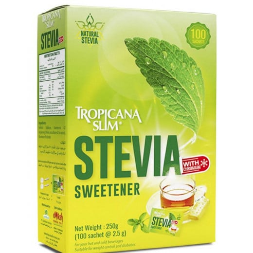 Tropicana Slim Stevia Sweetener With Chromium 24 X 100 Sachets