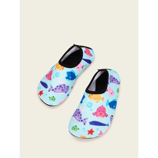 Toddler Boys Slip On Fish Pattern Shoes, EUR32-33