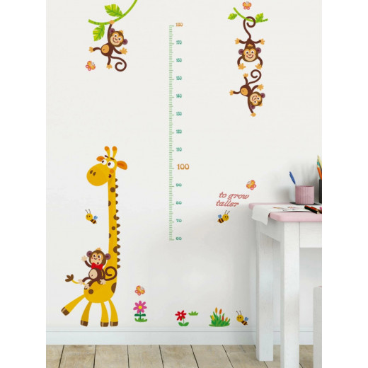 ملصق حائط لقياس طول الطفل, على شكل زرافة