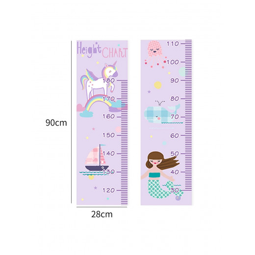ملصق حائط لقياس طول الطفل, على شكل يونيكورن