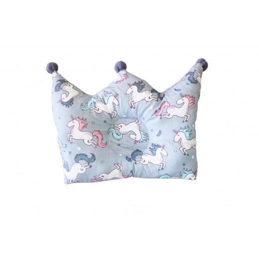 Baby Pillow For Infants, Light Blue Color, Unicorn Design