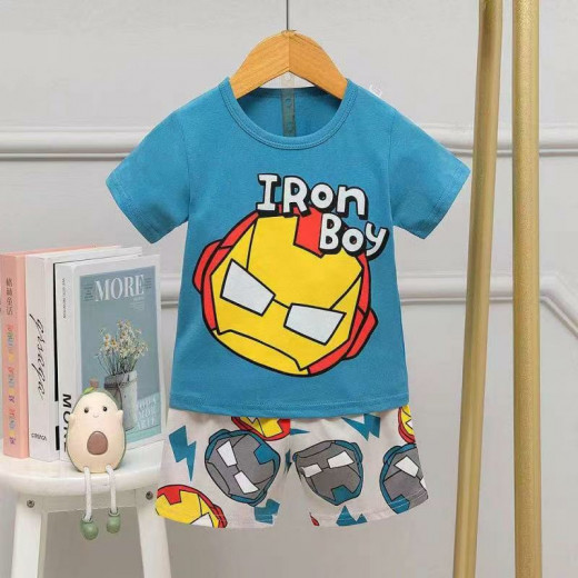 Half Sleeves T-shirt & Short Pants Pajama Set, Iron Boy  Design , 6-12 Month