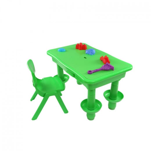 طاولة الرمل مع كرسي للأطفال من يببي باللون الأخضر