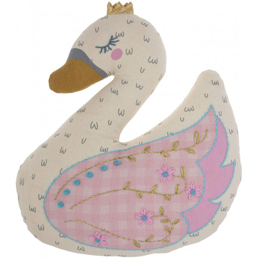 Stephen Joseph Embroidered Pillow Swan