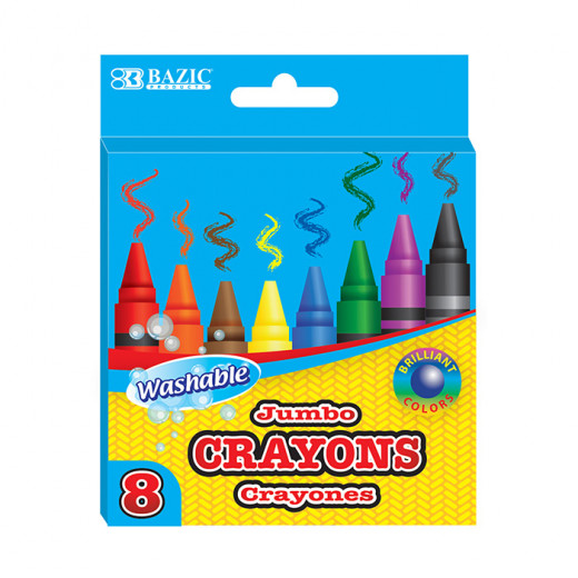 Bazic 8 Color Washable Premium Crayons