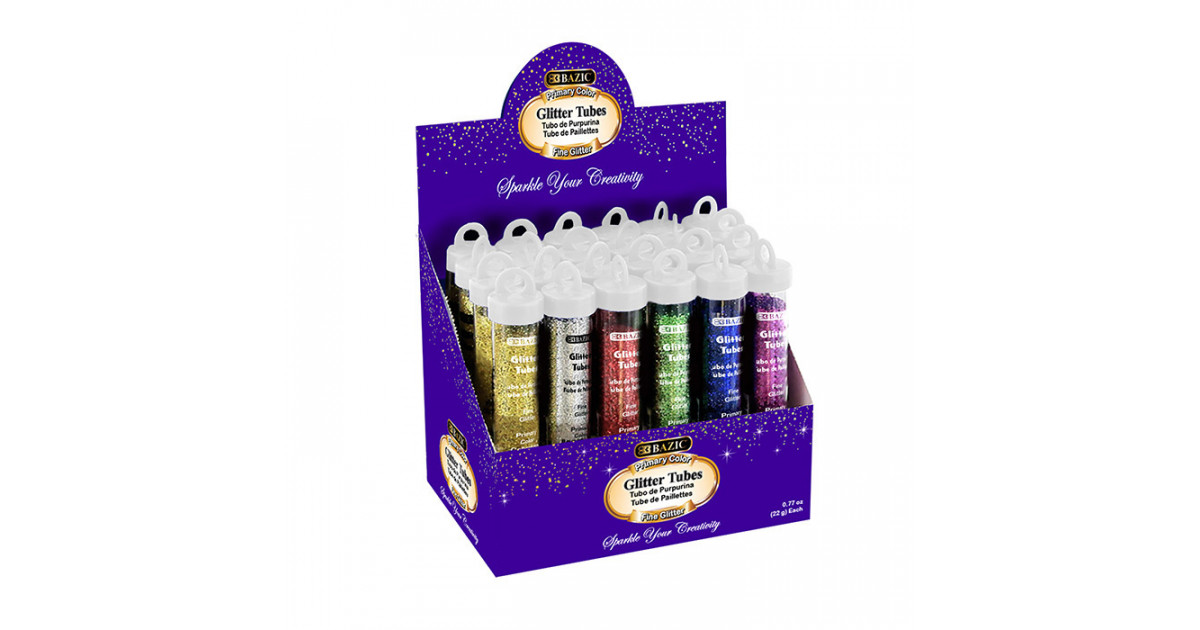 Bazic 2G Primary Color Glitter - 6 Pack