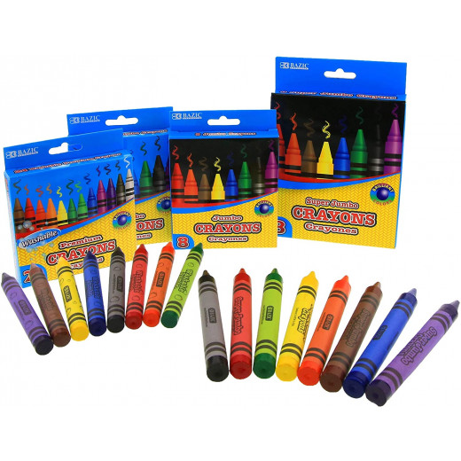 Bazic 8 Color Washable Premium Crayons