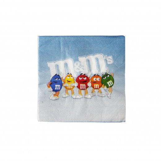 Disposable Paper Napkins for Kids, Blue m&m Design , 20 pieces