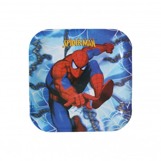 Disposable Square Plates for kids, Blue Spider Man Design, 10 Pieces