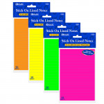 Bazic Neon Lined Stick On Notes, Assorted Colors, 50 Paper, 1 Pack