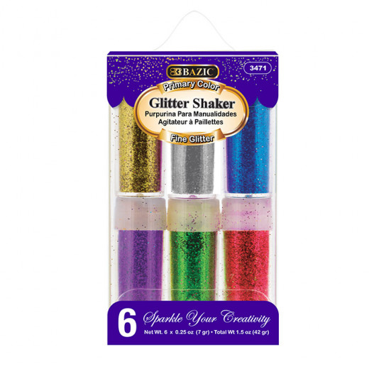 Bazic 6 Primary Color Glitter Shaker (7g)