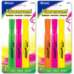 Bazic Desk Style Fluorescent Highlighters (3/Pack), Assorted Colors