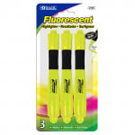 Bazic Yellow Desk Style Fluorescent Highlighters Cushion Grip (3/Pack)