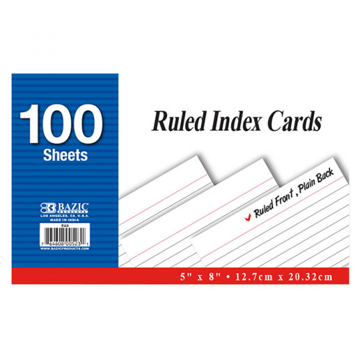 Bazic Ruled White Index Card