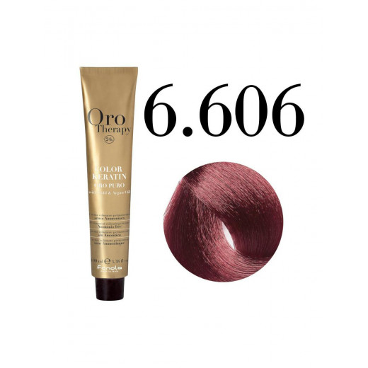 Fanola Oro Puro Hair Coloring Cream, Dark Blonde Warm Red 6.606