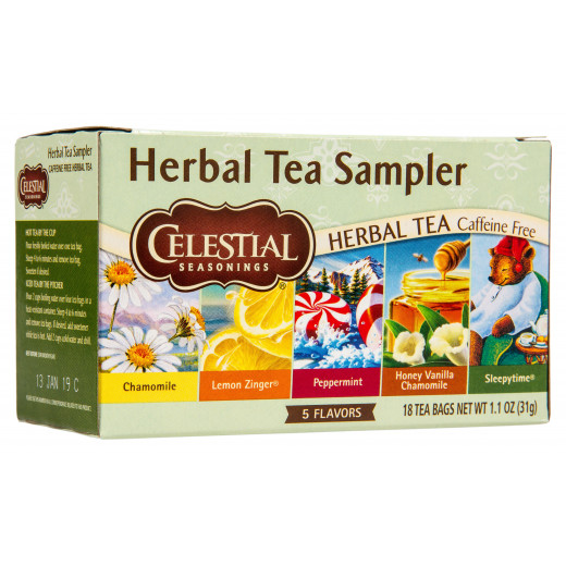 Celestial Seasonings Herbal Tea Sampler , 18 Bags 5 Flavors