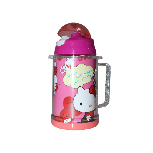 Hello Kitty Straw Water Bottle, Pink, 600ml
