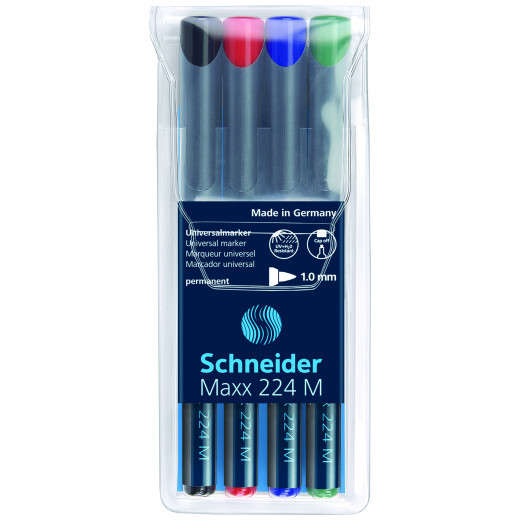 قلم ماركر شنايدر ماكس الدائم - 1.0 مم - 4 قطع / عبوة