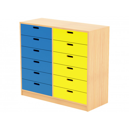 خزانة خشبية للتخزين مرنة بتصميم لون أزرق و أصفر من دون عجلات 103.3 * 40 * 90 سم من ايديو فن