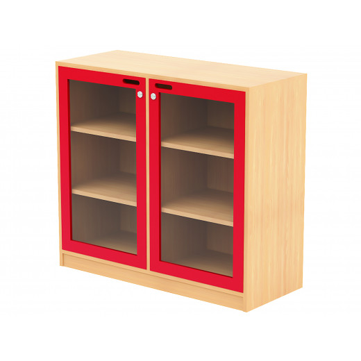 خزانة خشبية للتخزين بتصميم لون أحمر من دون عجلات 103.3 * 40 * 90 سم من ايديو فن