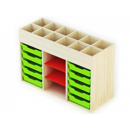 خزانة خشبية للتخزين مرنة مع معددات تخزين في الاعلى باللون الاخضر و البرتقالي  103.6 * 40 * 60 سم من ايديو فن