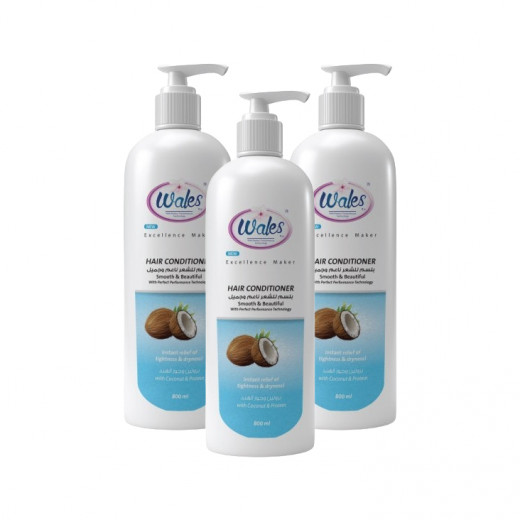 Wales Concentrated Smooth & Beautiful Coconut Balm Conditioner,3 Pcs , 800ml
