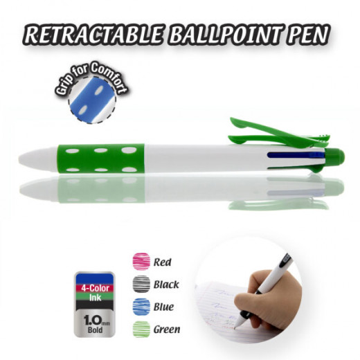 Bazic Pen Orion Multicolor Retractable Soft Grip Pens, (2/Pack), 4 Assorted Colors