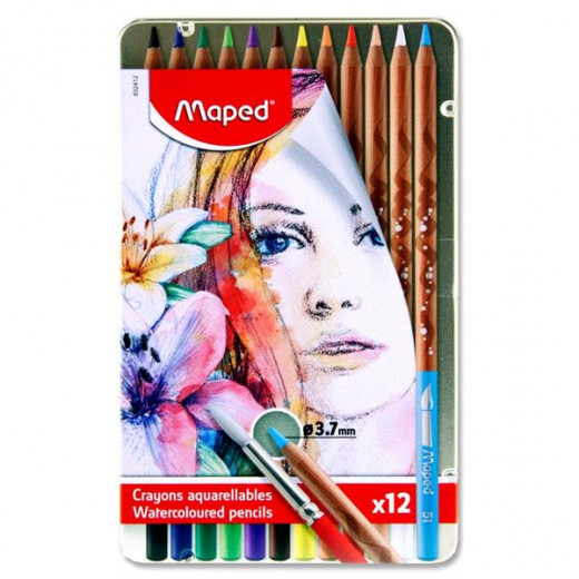 Maped Water Color Pencils Artist Metal, 12 Pencils