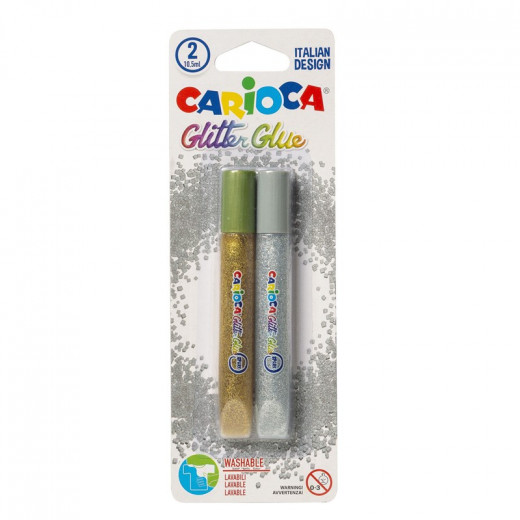 Carioca Glitter Glue Silver And Gold 2p