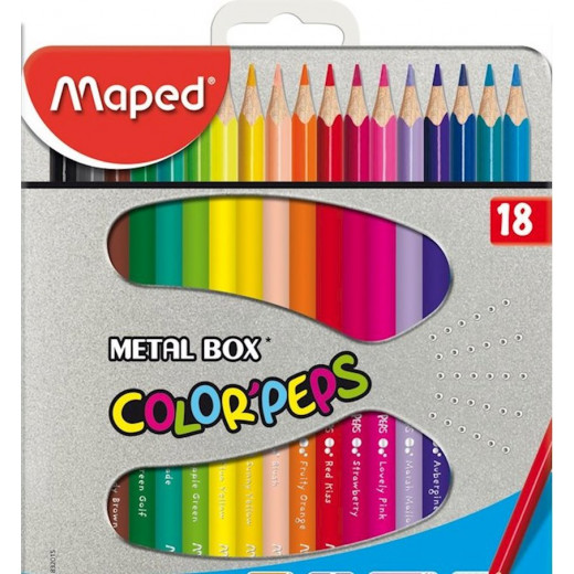 Maped Coloured Pencils Metal, 18 Pieces